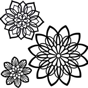 Zzbakress 3 Pieces Metal Flowers Wall Decor, Black Wall Decors, Flower Art Wall Decor Farmhouse Wall Decoration Multiple Flowers Hanging Decor for Bathroom Living Room Garden Office (Black Elegant)